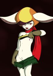 1girls breasts dragon_ball dragon_ball_super female female_only flat_chest flat_chested furry gloves hat lagomorph mammal nipples pussy rabbit shirt shirt_lift shorts small_breasts sorrel vulapa wide_hips