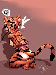 angry anthro ass bondage bondage bound breasts feline female forced kateshi kung_fu_panda mammal master_tigress nipples paws signature solo tagme tiger