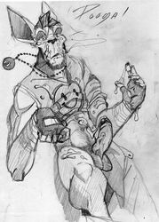 1boy clothed clothing cum dooga fan_character gilgamesh_(artist) gloves jewelry kangaroo male male_only mammal marsupial monochrome necklace pants pants_down partially_clothed penis retracted_foreskin shirt sketch smoking tank_girl traditional_media_(artwork) uncut