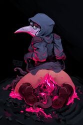 1girls anal ass bottomless cargocat clothed clothing darkest_dungeon female female_focus interspecies looking_back mask penetration plague_doctor plague_doctor_(darkest_dungeon) sex solo_focus spread_legs tentacle