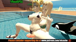 1futa 1girl1futa 1girls 3d bikini female futa_on_female futanari imminent_sex intersex naruto older_futa temari tsunade vicesfm younger_female