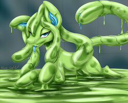 dripping ear_pussy equine goo goo_creature goo_pit horse mammal midori_gel nana_gel open_mouth pony pussy shiny slime tail_pussy