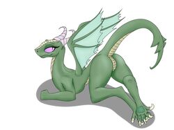 anthro female pussy scalie shashkinzhuk simple_background solo wings