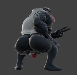3d 3d_(artwork) 3d_model 3d_render alien augghles bara gay grey_background hoodie jockstrap male marvel marvel_comics symbiote venom venom_(marvel) yaoi