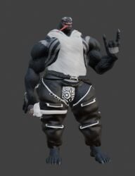 3d 3d_(artwork) 3d_model 3d_render alien augghles bara gay grey_background hoodie jockstrap male marvel marvel_comics punk symbiote venom venom_(marvel) yaoi