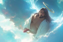 ai_generated black_dick black_guy black_jesus brother_jesus cock fat groyper hood jesus jesus_christ maga male masculine penis savior tpusa