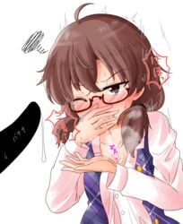 brown_hair cum facial female glasses oshiaki sumireko_usami touhou