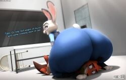 1boy 1boy1girl 1girls 3d ass ass_bigger_than_head ass_focus big_butt bunny butt_focus cindablimp clothed clothing disney english_text facesitting female female/male female_dominating_male female_domination female_on_top fox fully_clothed furry furry_female furry_male huge_butt hyper_ass interrogation interrogation_room judy_hopps lagomorph looking_back_at_partner male nick_wilde no_genitals no_sex pants perros_god questionable_consent rabbit short_tail sitting sitting_on_face sitting_on_person smile smiling tail teasing text vulpine zootopia