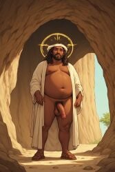 ai_generated black_dick black_guy black_jesus brother_jesus cock fat groyper hood jesus jesus_christ maga male obese penis savior tpusa