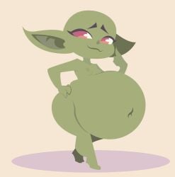 barefoot big_belly breasts female goblin goblin_female green_skin monster monster_girl ohnobold shortstack