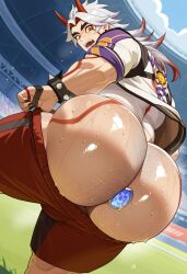ai_generated arataki_itto bara big_ass buttplug clothing huge_ass male yaoi