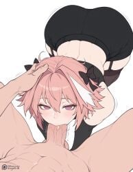2d ai_assisted ai_generated ass astolfo_(fate) back back_view big_ass blush comic comic_panel comic_strip dizzyarts duo english excited fate/apocrypha fate/grand_order fate_(series) femboy femboy_focus feminine_male flat_chest light-skinned_male male male_only missionary multiple_males otoko_no_ko otokonoko penis pink_eyes pink_hair pov_eye_contact precum sucking sucking_penis uncensored white_background yaoi