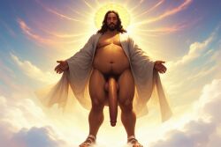 ai_generated black_dick black_guy black_jesus brother_jesus cock fat groyper hood jesus jesus_christ maga male obese penis savior tpusa