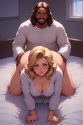 ai_generated black_dick black_guy black_jesus brother_jesus cock erika_kirk fat female groyper hood jesus jesus_christ maga male penis savior tpusa turning_point_usa