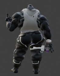 3d 3d_(artwork) 3d_model 3d_render alien augghles bara gay grey_background hoodie jockstrap male marvel marvel_comics punk symbiote venom venom_(marvel) yaoi