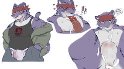 ! after_orgasm after_sex anus ass balls blush bulge clothed clothing cum cum_in_ass cum_inside cum_on_balls cum_on_chest cum_on_face cum_on_leg disembodied_penis duo english_text erection feline fellatio foreskin fur half-closed_eyes hand_in_pocket headband heart humanoid_penis jacket licking licking_lips looking_at_penis looking_at_viewer lying male mammal multicolored_fur multiple_scenes nipples nude on_back open_mouth oral pants pecjob penis perineum purple_fur retracted_foreskin sex sheeporwolf shirt simple_background slightly_chubby solo_focus speech_bubble standing steam sweat sweatdrop tank_top text tiger tongue tongue_out uncircumcised uncut underwear undressing vein white_background white_fur yaoi yellow_eyes