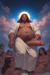 ai_generated black_dick black_guy black_jesus brother_jesus cock fat groyper hood jesus jesus_christ maga male obese penis savior tpusa