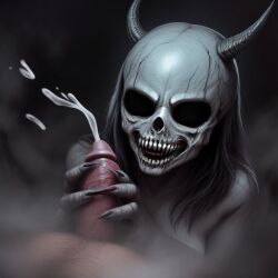 1boy ai_assisted ai_generated clawjob claws cock_hungry cum_hungry doomed_penis draining_penis eerie_atmosphere ejaculation erect_penis erection evil explosive_ejaculation eyeless fangs female female_rapes_male female_wraith femdom forced_orgasm forced_to_cum forced_to_ejaculate genital_danger_play glans hair handjob harvesting_cum horns male male_human/female_undead nightmare_fuel nightmarish nonconsenting_male pale_skin penis penis_abuse penis_in_danger predatory_handjob preying_on_penis raped_male reverse_forced_handjob reverse_rape sadistic_smile sadistict scary skull teeth undead unholy unwanted_handjob wetnightmare what