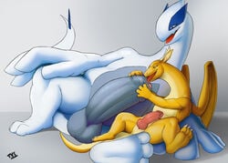 animal_genitalia bald balls barefoot big_balls big_penis black_eyes claws erection fellatio feral feral_on_feral foreskin_play genital_slit green_eyes half-closed_eyes holding_penis huge_balls huge_cock kicks knot legendary_pokémon licking long_ears looking_down lugia lying male nintendo nude on_side on_top open_mouth oral penis pokemon pokemon_(species) sex seyrmo sharp_claws sitting size_difference slit smile spread_legs spreading squint thick_penis toe_claws tongue tongue_out uncut video_games wings yaoi