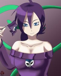 blue_eyes female flag purple_hair r0se solo sweater tagme zone-tan