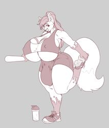 1futa 2017 anthro ass ball_bulge balls balls_under_clothes boosterpang breasts cameltail canine clothed clothing erect_nipples exercise flaccid fox futanari hi_res hyper hyper_balls hyper_breasts hyper_penis intersex mammal nipple_bulge penis penis_bulge penis_under_clothes smile solo_futa tek wide_hips workout