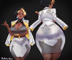 1girls 2d aestheticc-meme boobs breasts busty dark-skinned_female dark_skin domina female female_only hi_res highres huge_breasts mole mole_on_breast overwatch overwatch_2 solo solo_female
