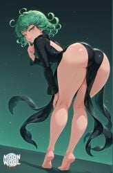 ai_assisted ai_generated ass ass_focus bare_thighs barefoot bent_over breasts butt_focus curvy curvy_body curvy_female feet female female_focus female_only from_behind full_body green_eyes green_hair looking_at_viewer looking_back medium_breasts moonwool_branch one-punch_man pelvic_curtain seductive seductive_eyes seductive_look seductive_mouth seductive_pose seductive_smile short_hair simple_background small_breasts smile smiling smirk smug smug_face solo solo_female solo_focus tatsumaki thick_ass thick_thighs thighs tiptoes uncensored