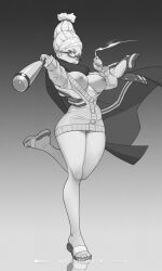 1girls ayase_seiko baseball_bat breasts breasts_out cigarette dandadan glasses golf grandma mikeymegamega older_female ponytail sandals sole_female solo_female solo_focus tagme thick_thighs