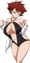 ale-mangekyo alternate_body_type alternate_breast_size alternate_costume auburn_hair bare_shoulders black_swimsuit blush breasts brown_eyes brown_hair cameltoe cleavage cleavage_cutout clothed clothed_female clothing covered_nipples cutout digimon digimon_adventure_02 eyelashes eyes female female_focus female_only highres jun_motomiya large_breasts looking_at_viewer navel nipples nipples_visible_through_clothing one-piece_swimsuit short_hair solo spiky_hair swimsuit thick_thighs thigh_gap thighs undressing