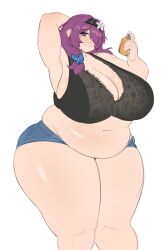 1female 1girls 2026 arm_up belly big_breasts breasts character_request chubby chubby_female chubby_girl cleavage digital_art digital_drawing_(artwork) digital_media digital_media_(artwork) female female_only harufeng huge_breasts light_skin lingerie lingerie_bra long_hair overweight perfume perfume_bottle purple_eyes purple_hair shiny_skin short_shorts slightly_chubby slightly_chubby_female solo solo_female tagme thick_thighs thighs tummy