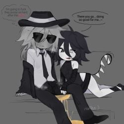 bulge chance_(forsaken) forsaken_(roblox) lolqmal muackenny non_binary nonbinary_(lore) omorashi peeing tagme text two_time_(forsaken) urine