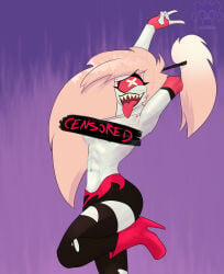 cherri_bomb vivienne_medrano vivziepop evil_raccoon pale_skin white_hair white_skin demon demon_girl cyclops_girl long_hair armpits arms_up red_eyes topless