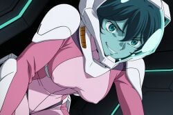 ai_generated female_villain freckles freckles_on_face ginger ginger_female ginger_hair gundam gundam_00 hair_between_eyes hazel_eyes helmet large_breasts mecha_pilot_suit mobile_suit_gundam nena_trinity nipple_bulge pilot_suit tagme twintails twintails_(hairstyle) villainess yellow-eyed_female yellow_eyes