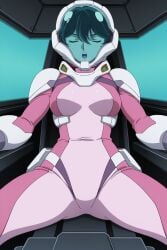ai_generated female_villain freckles freckles_on_face ginger ginger_female ginger_hair gundam gundam_00 hair_between_eyes hazel_eyes helmet large_breasts legs_apart legs_spread mecha_pilot_suit mobile_suit_gundam nena_trinity pilot_suit tagme twintails twintails_(hairstyle) villainess yellow-eyed_female yellow_eyes