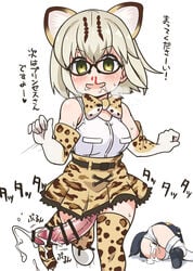 1futa 1girls after_sex animal_ears ass bare_shoulders blonde_hair blood blush bottomless_skirt bow bowtie breasts breath cat_ears censored commentary_request cum cum_drip cumshot curvy ejaculation elbow_gloves emperor_penguin_(kemono_friends) erection erection_under_clothes erection_under_skirt female femsub futa_with_female futadom futanari glasses gloves hands-free handsfree_ejaculation intersex kemono_friends large_ass large_penis margay_(kemono_friends) medium_breasts multicolored_hair no_panties nosebleed open_mouth panties penis penis_out penis_under_clothes penis_under_skirt running short_hair skirt smile tail youkan