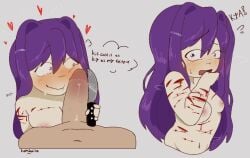 1girls anon anonymous_male bleeding blood blush blush_lines blushing_at_viewer blushing_female breasts caught cock completely_nude cuts cuts_on_arms cuts_on_chest dialogue doki_doki_literature_club female gore guro hair_clips head_ache heart holding_object huge_breasts huge_cock human knife knife_play large_breasts large_penis long_hair looking_at_viewer naked nervous nervous_smile nervous_sweat nipples object pale-skinned_female pale_skin penis penis_awe pink_nipples plain_background purple_hair scared self_harm self_harm_scars self_upload size_difference solo solo_focus startled steam suprised sweat text thought_bubble watermark wide_eyed yuri_(doki_doki_literature_club)