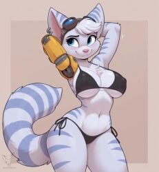 ai_generated anthro bikini clothed epicthefox female furry posing ratchet_and_clank rivet_(ratchet_and_clank) solo source_request