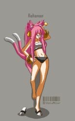 arc_system_works blazblue candy cat_ears cat_tail catgirl dipstick_tail glasses kemonomimi kokonoe nekomata orange_eyes panties petite pince-nez pink_fur pink_hair pixel_art shotaalter sleepwear small_breasts split_tail sprite_art sprite_edit tank_top white_fur yawn