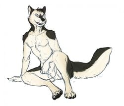 anthro balls canine furry kelevtov male male_only wolf