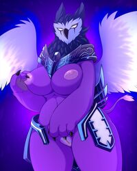 1girls 2017 anthro areola avian beak bird breasts claws feathers female fur high_priest's_lightsworn_seeker lonbluewolf looking_at_viewer mount_(warcraft) multicolored_feathers nipples owl purple_feathers purple_fur pussy solo two_tone_feathers video_games void_corruption_(warcraft) warcraft white_eyes