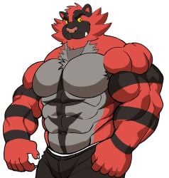 anthro balls bara barazoku bulge darknaigart flaccid furry incineroar male male_only muscles muscular nintendo penis pokemon shirtless solo solo_male