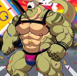 anthro balls bara barazoku bulge darknaigart dinosaur flaccid jace_(darknaig) jockstrap male male_only muscles muscular penis scalie solo solo_male tyrannosaurid tyrannosaurus tyrannosaurus_rex underwear