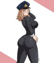 beige_hair blonde_female blonde_hair blonde_hair blonde_hair_female blondie boku_no_hero_academia bryaxrt camie camie_utsushimi cap catsuit collar focus_on_ass jumpsuit latex latex_suit looking_at_viewer my_hero_academia pose posing posing_for_picture pout provocative seducing seduction seductive seductive_body seductive_eyes seductive_look seductive_mouth seductive_pose wrist_cuffs yellow_eyes yellow_hair yellow_sclera