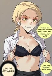 age_difference ai_assisted blonde_female blonde_hair ceremon_vaughan incest removing_clothing removing_shirt self_upload speech_bubble unordinary val_(unordinary) volcan_(unordinary) webcomic webcomic_character webtoon webtoon_waifu