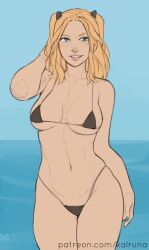 bikini black_bikini blonde_hair kalruna original swimsuit