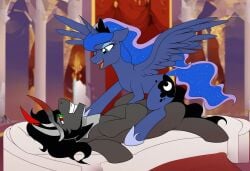 ai_generated alicorn equid equine female feral feral_on_feral friendship_is_magic furry hasbro horn horse king_sombra_(mlp) long_hair male my_little_pony open_mouth pony princess_luna_(mlp) smile unicorn