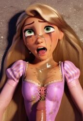 3d after_sex ahe_gao ai_generated blonde_hair crying dirty disney disney_princess dress forced green_eyes makeup_running open_mouth peeing penis pov princess rape rapunzel ruined_makeup sex tangled urine