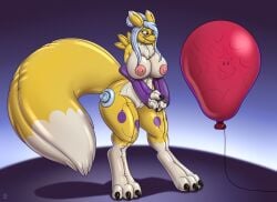 balloon big_breasts digimon elderly_female glasses inflatable living_inflatable milf older_female paws renamon thick_thighs