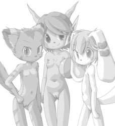 anthro ball breasts canine carol_tea clitoris dragon feline female flat_chested freedom_planet greyscale mammal milla_basset monochrome nipples nude pussy sakuramoto sash_lilac simple_background video_games