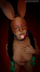 3d breasts dark-skinned_female dark_skin female kimberly_jackson mask nipples open_mouth street_fighter tongue tongue_out zis2nsfw